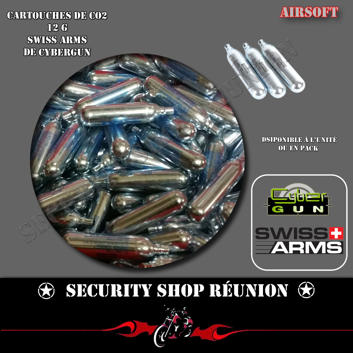 CARTOUCHES CO2 12 G SWISS ARMS - SECURITY SHOP REUNION