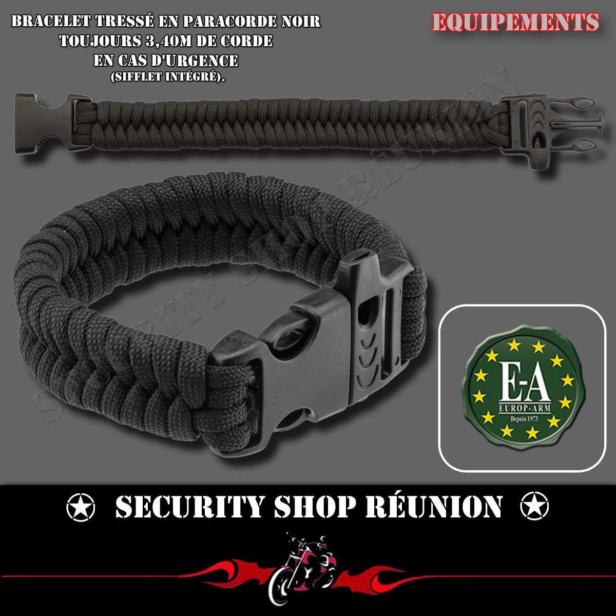 Bracelet de Survie en Paracorde Tressée Multifonctionnelle Avec Siffle